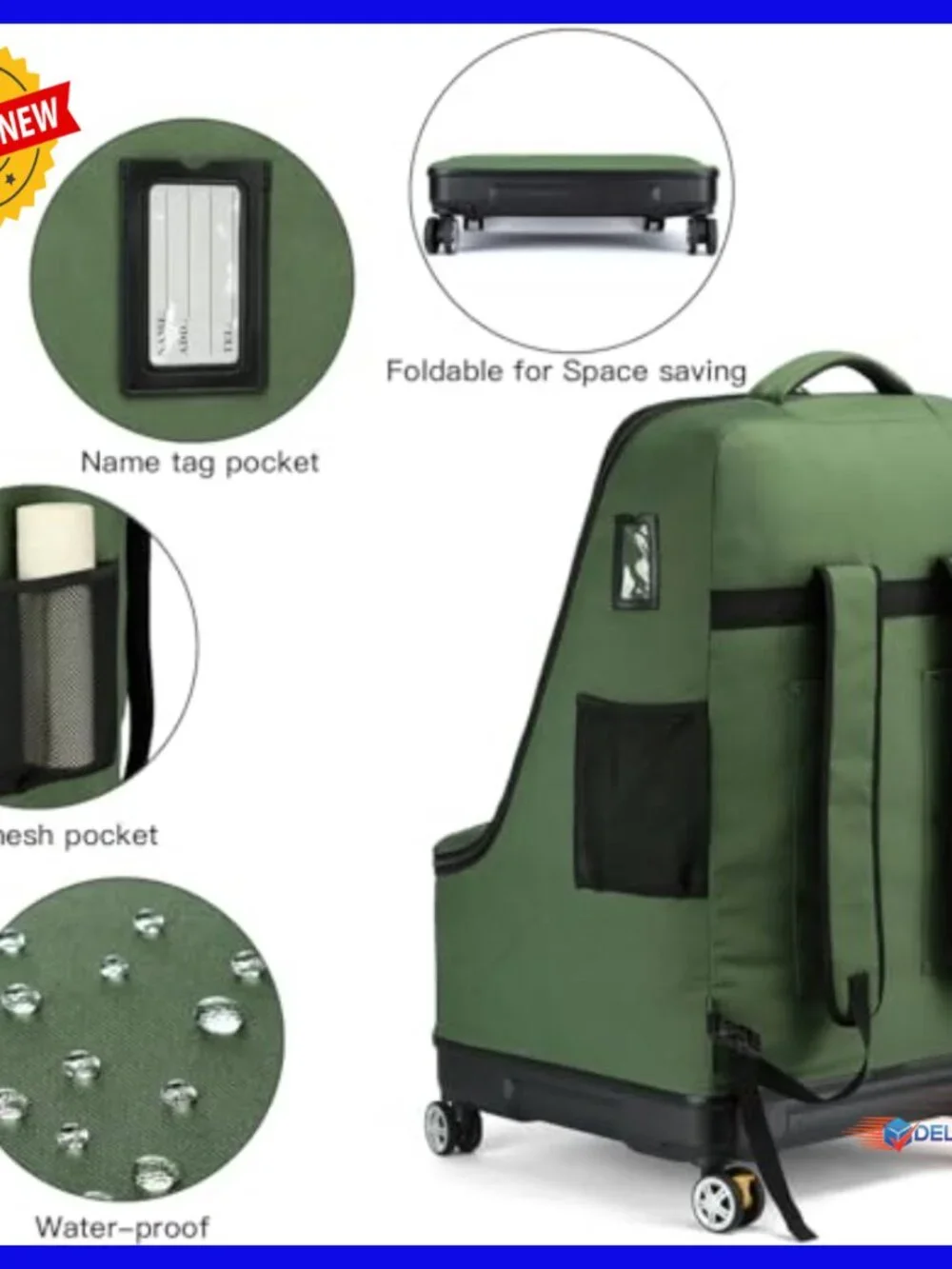 Hard Bottom Car Seat Travel Bag with Spinner Wheels for Airplanes - Picture 5 of 6